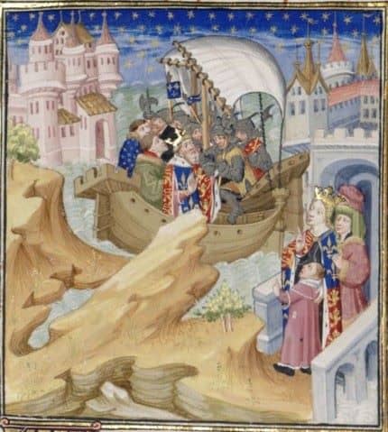 A romanticised depiction of Edward II's arrest.