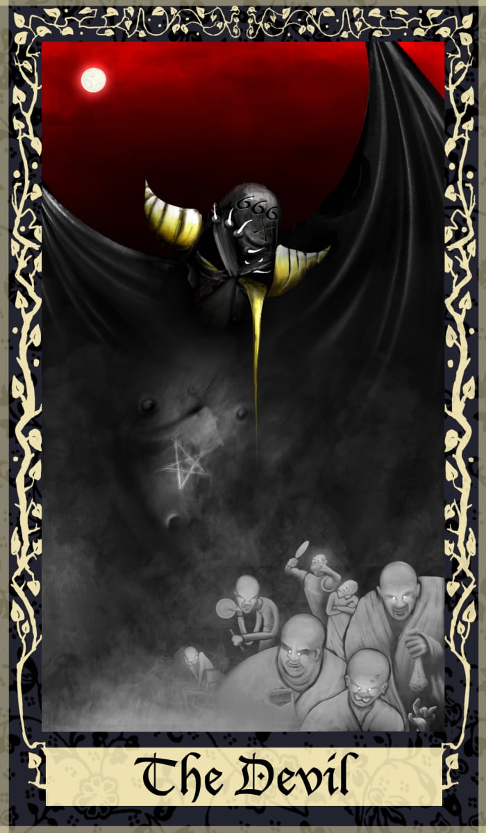 The Devil is about rebellion. The card indicates whether you are too dependent on material things or if you are striving for more independence. Now is the time to consider your attachments.