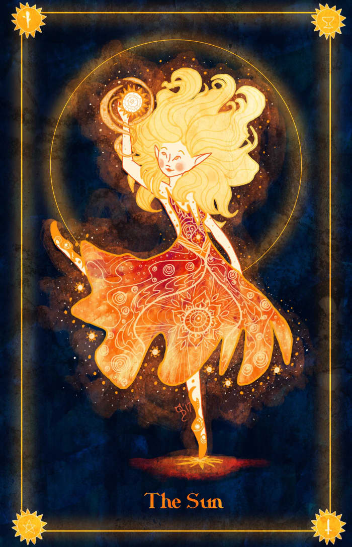 Even if the Sun card appears reversed, it is still a positive card. It just means you need to work a little harder to bring yourself into more balance.