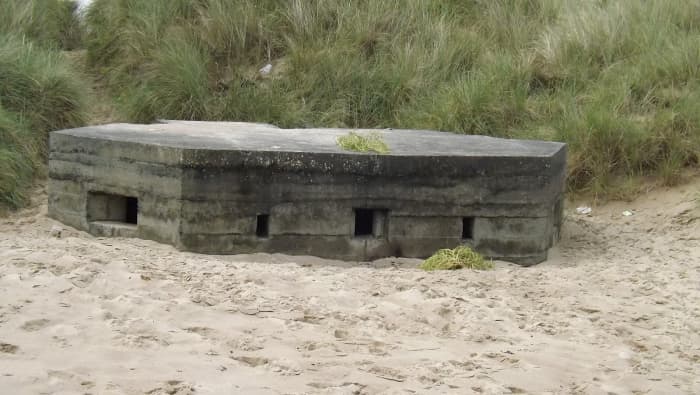 One of several military bunkers of different shapes and sizes, scattered along the coast here near Bamburgh to avert possible German landings in WWII