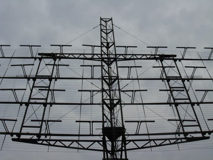 The SCR-270 radar antenna was part of a mobile radar system, operating at 104 MHz, that could detect and track aircraft at 125 miles.