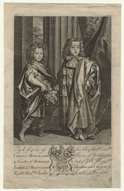 Charles as Earl of Burford (right), with his younger brother James