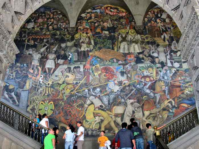 The History of Mexico, by Diego Rivera. Mural painted on the wall of the National Palace in Mexico City, Mexico.