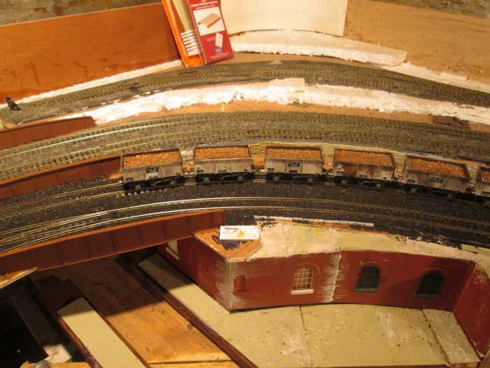 The mail order depot siding and run-round has been ballasted with a modified Peco buffer stop