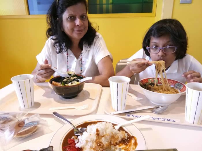 Enjoying a traditional meal. Japanese Moms know how to make their kids eat their vegetables, all in one healthy bowl!