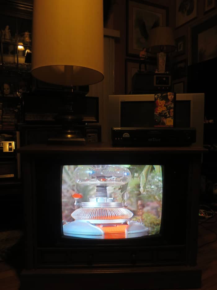 The Robot on Lost in Space looking Awesome on the Crosley Television Model CC2546-P102. This episode was: The Great Vegetable Rebellion. The Crosley Color Television Model CC2546-P102 was assembled in Greenville Tennessee.