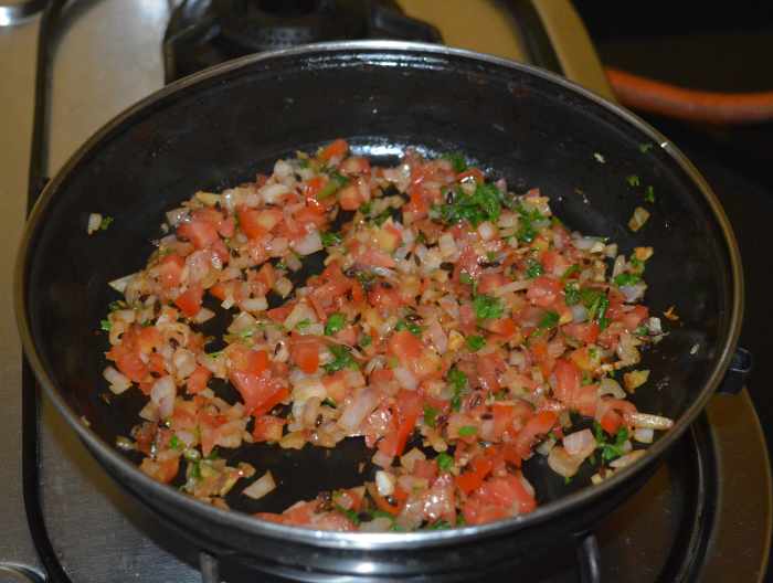 Saute it until the tomatoes become mushy.