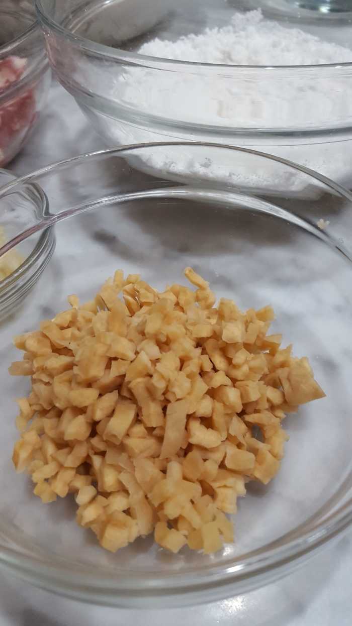 Chopped tai tow choi (preserved kohlrabi)