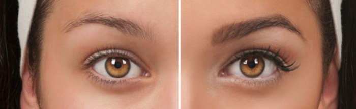 Example of how much of a difference filling in your eyebrows can make. 