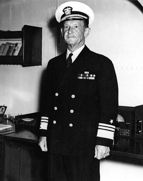 Admiral Frank Jack Fletcher in September 1942. Fletcher would lead Task Force 17 aboard the aircraft carrier Yorktown.