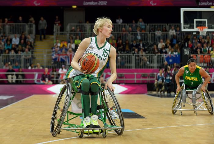 Australian Gliders member Amber Merritt at the 2012 Summer Paralympic Games. The Gliders beat Team USA in the semi finals and placed second to German to win the Silver Medal for Australia.
