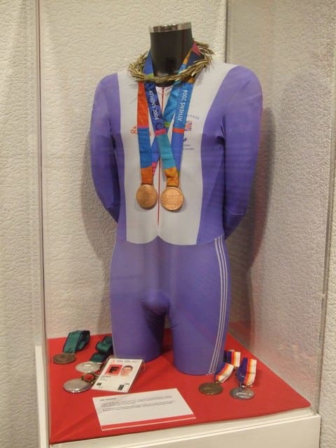 Ian Sharpe is the Isle of Man's most successful Paralympian. Visually impaired, he switched from swimming to cycling and trained for the 2012 Paralympics. This collection of his memorabilia is at the Manx Museum in Douglas.