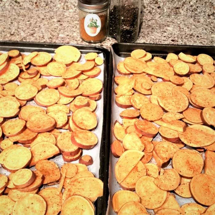 Yams have a lower glycemic index than potatoes and therefore, are considered the healthier choice. However, potatoes can easily be substituted if desired.