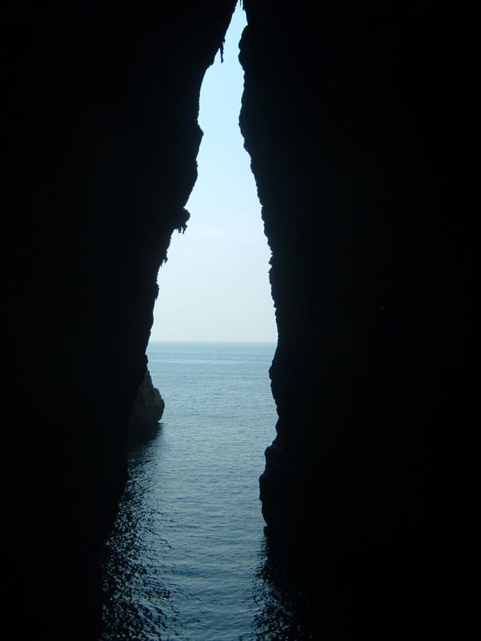 The ominous Grotta del Turco (Turkish Grotto) at the base of the Montagna Spaccata (Split Mountain)