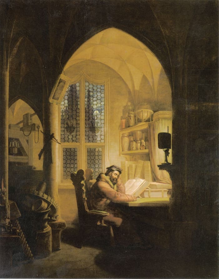 The story is loosely based on the life and the rumors that surround it of a German renaissance alchemist with the same surname