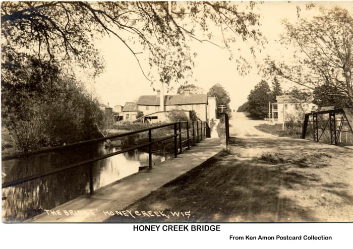 Honey Creek Bridge Looking East. The School is on the Right at the Top of the Picture.