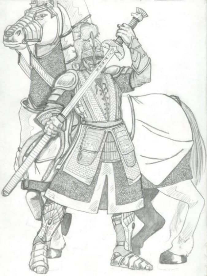 Celtic knight illustration - contrary to Angevin propaganda, by the time Henry II invaded Ireland it was a Christian island, if fragmented. Gaelic military achievement was not up to rebutting the Normans