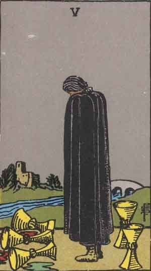 The Five of Cups is an uncomfortable card for most people. It reveals that you've been through some rough stuff emotionally. This can be hard to process and even communicate.