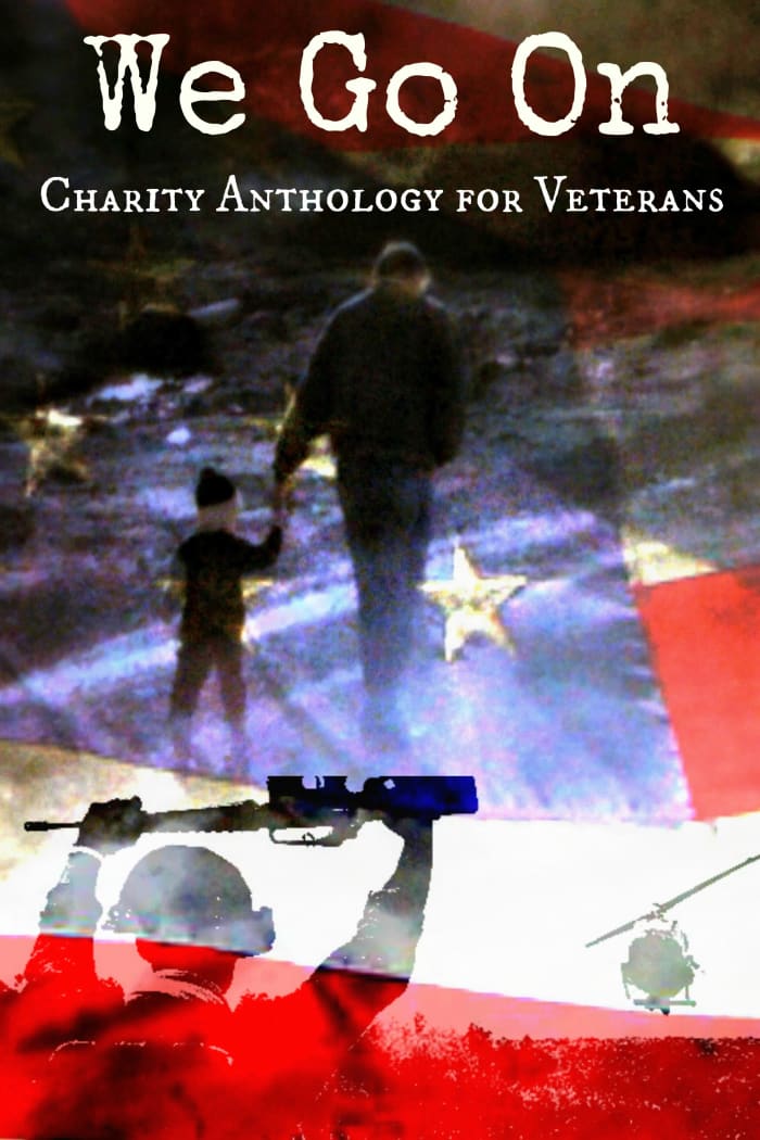The cover for "We Go On - A Veteran's Anthology for Charity. It should be available for sale from March 9, 2015.