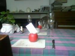 Simply make a slit in the tops of your apples and slip in a card with the person's name, so that they know where they are placed at the dining table.