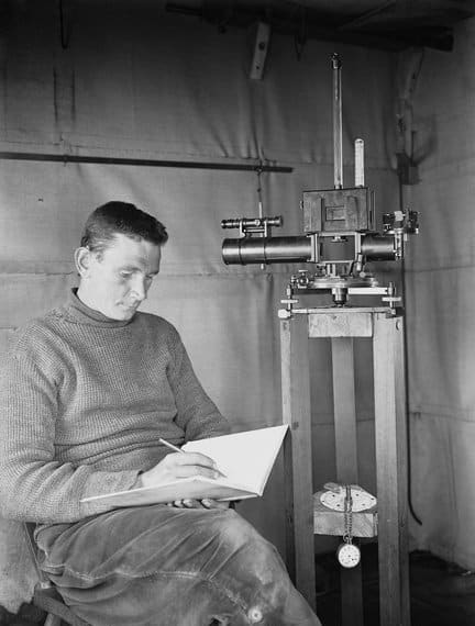 Sir George Simpson--pre-Knighthood--recording observations in 1911. Simpson had famously accompanied Scott to Antarctica as meteorologist.