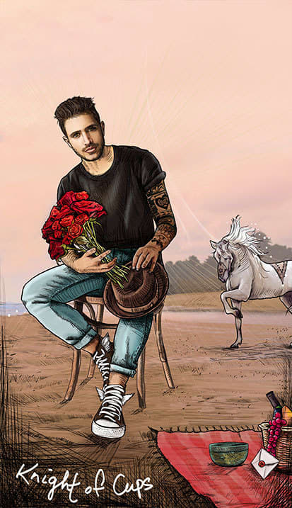The Knight of Cups has a deep understanding of romance. He is someone who thrives off love. He wants to be in a committed relationship. He'll take you to fancy restaurants, buy you jewelry, and make you feel like a queen. He's a rare creature.