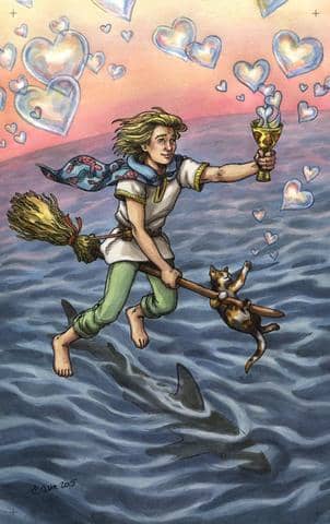 The Knight of Cups has a certain kind of charisma that draws people toward him. He is someone who makes other people feel better about themselves. He is an artist with never-ending creativity.