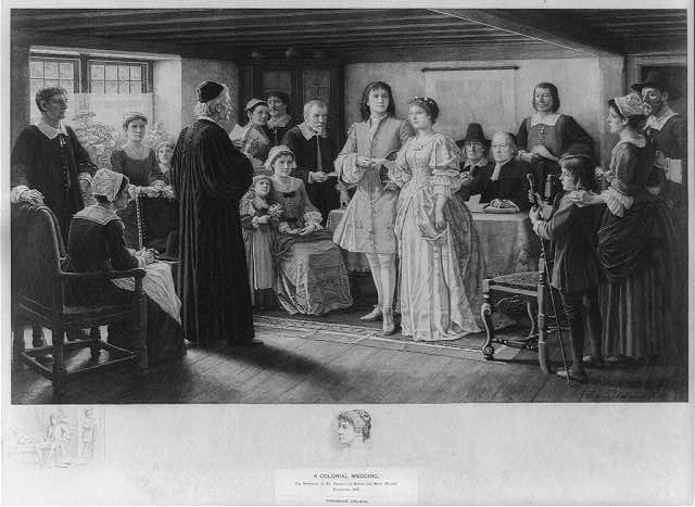 A colonial wedding, the marriage of Dr. Francis Le Baron and Mary Wilder, Plymouth, 1695