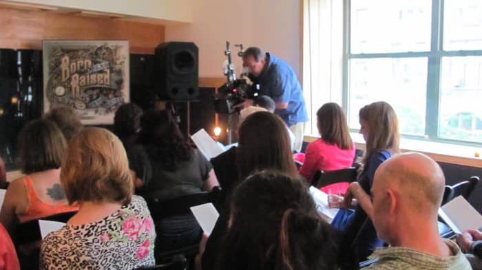 "Electric Lady Studio." You can see how small the room is. The camera man is setting up his equipment.