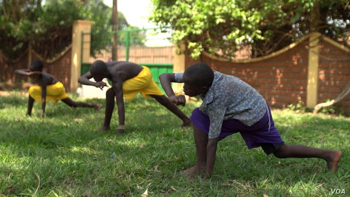 Courtesy of Z.Baddorf/VOA. Orphans from the Central African Republic practicing capoeira. Rather than doing it to learn fighting, its being used as a therapy to handle their traumas and PTSD of the 2013-14 war.