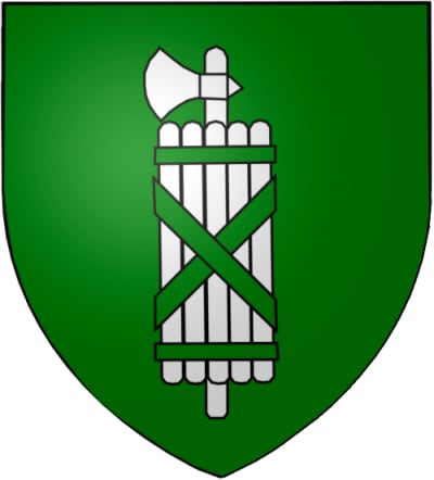 Blason of the canton of St. Gall, Switzerland. The fasces, an emblem of authority in ancient Rome, had been common in governmental iconography prior to becoming the primary emblem of Mussolini's murderous regime in the 1930s.