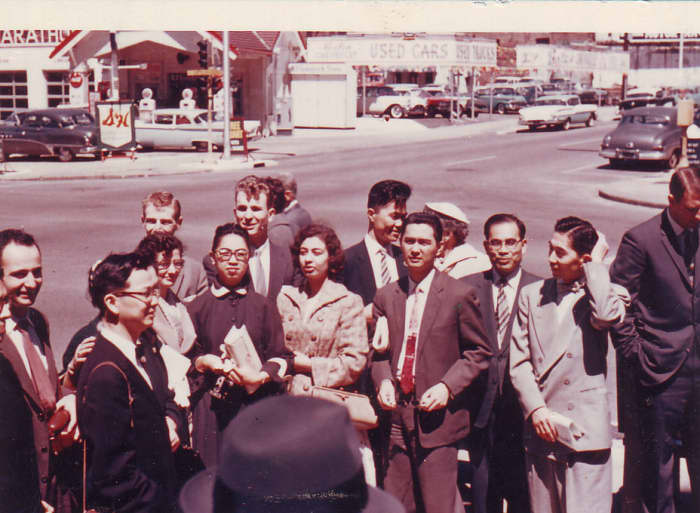 David Katague with other students from the University of Illinois at the Medical Center in Chicago getting ready for our thanksgiving weekend in Central Illinois sponsored by the Chicago Hospitality Center, 1961