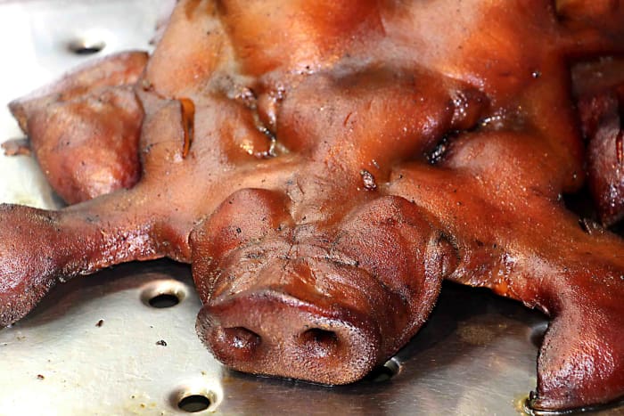 Pork is one of the most popular Thai meats, but don't worry - it's not usually presented as graphically as this!