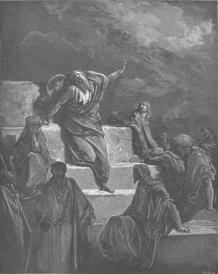 Gustave Dore's engraving of the Prophet Jeremiah as imagined by the artist. Image courtesy Wikimedia Commons.