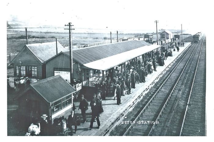 Another view looking the same way in more prosperous times before 1929. The train these people are waiting for arrives from Middlesbrough (beyond the platform end)