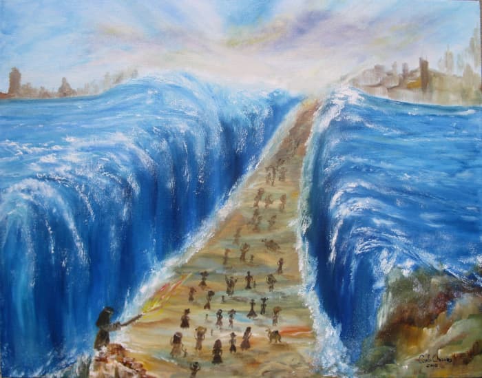 This is one of the photos from a film of The Red Sea crossing. But while it is great to believe in the power of Almighty God, it may also give rise to some doubt whether this event has really happened the way that is shown in the film.