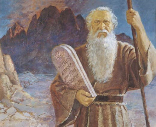 Moses on Mount Sinai received from God Yahweh The Ten Commandments, but he stayed too long, so, the Israelite started to rebel.