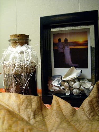 Explanation of the items below. Create your own beach house vignette for a mantle, the top of a dresser or side table.