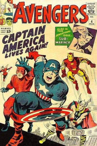 Avengers #4 (Marvel Comics) Rebirth of Captain America! 1st silver age Steve Rogers as Cap. Joins the Avengers team!