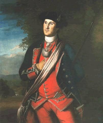 Lt. Colonel George Washington of Virginia Colonial Militia during French & Indian War (Public Domain Image courtesy of WikiPedia.org http://en.wikipedia.org/wiki/File:Washington_1772.jpg)