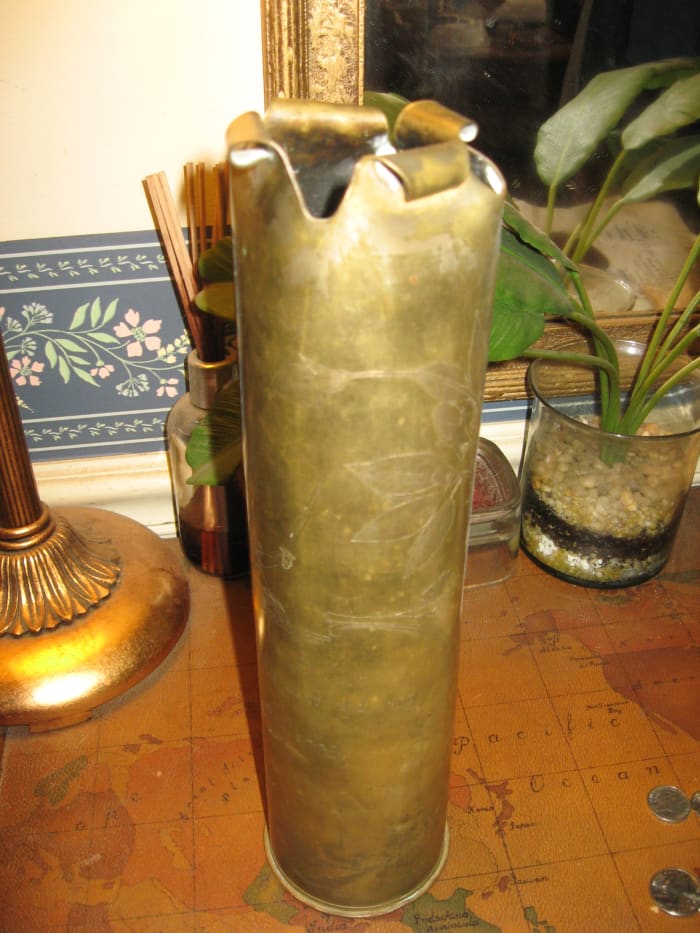 Enhance your storytelling stories with interesting items. My grandfather engraved this shell casing in a foxhole during World War I.