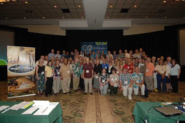 50th anniversary Mauna Loa Observatory conference and celebration, 2007, Kona, Hawaii. Image courtesy NOAA & Wikimedia Commons.