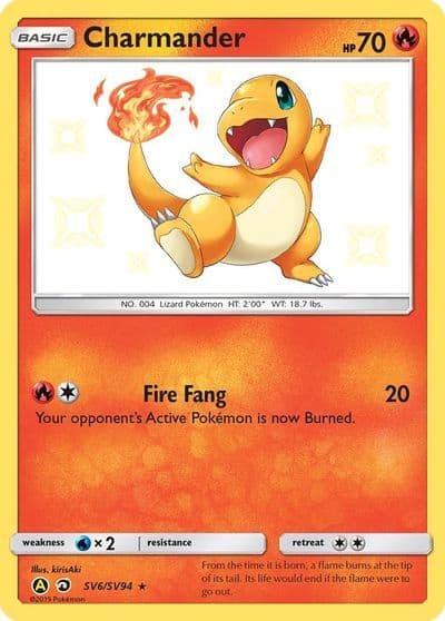 Charmander from Hidden Fates is one of the more expensive cards from the "Shiny Vault" collection at roughly $25 per card.
