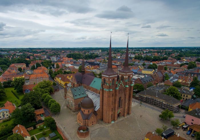 Roskilde Cathedral, Denmark where royals have been laid to rest for centuries.