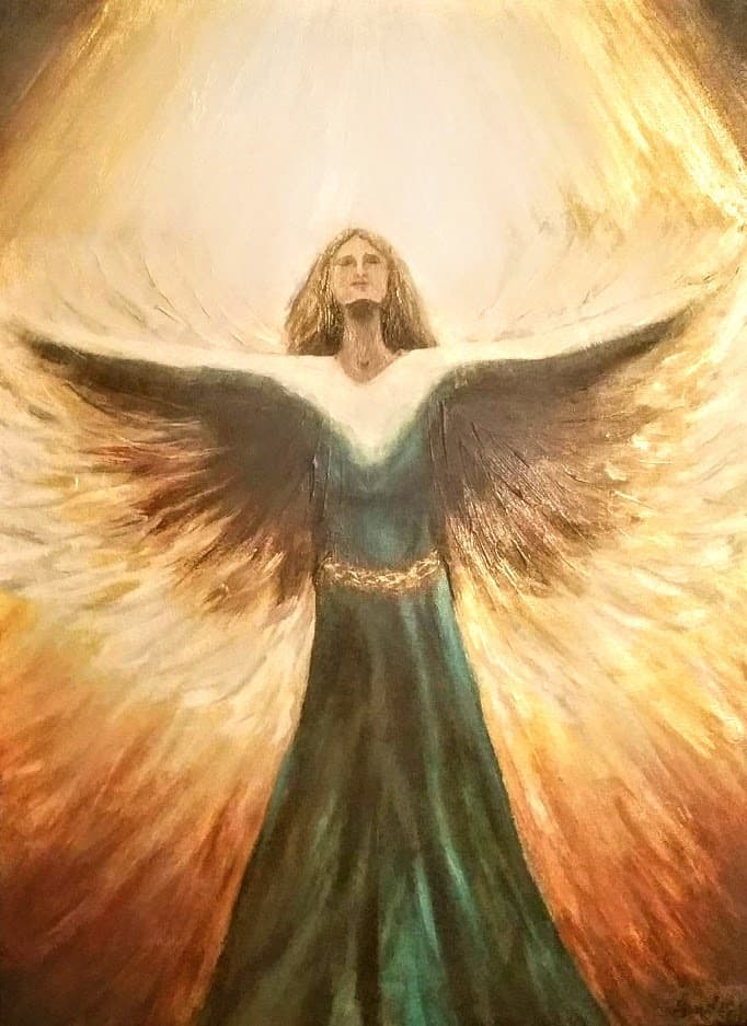 16x20 acrylic painting with gold leaf by copyright Candice L Collins 2018 painting inspired by Thomas Andrew