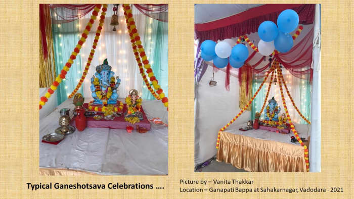 Ganapati Celebrations in my Society, my neighbourhood this year .... The idols are eco-friendly clay idols that will be immersed here itself in a big vessel full of water. The clay water that will finally remain will be fed to plants ....