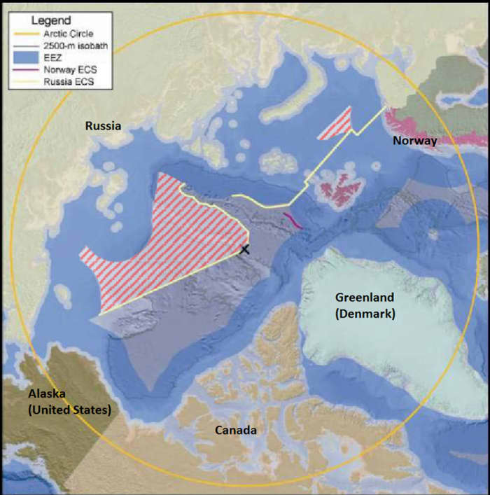 Russian territorial claim in the Arctic Ocean. Pictures of modern Russian submarines are tough to get!