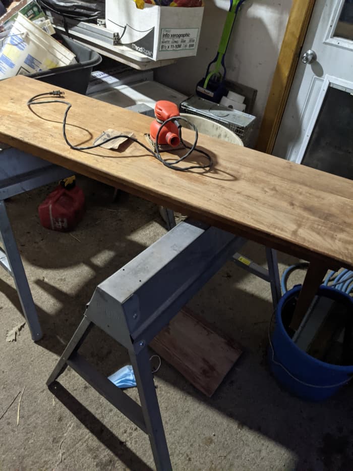 Coffee Table Sanding And Refinishing With Orbital Sander 