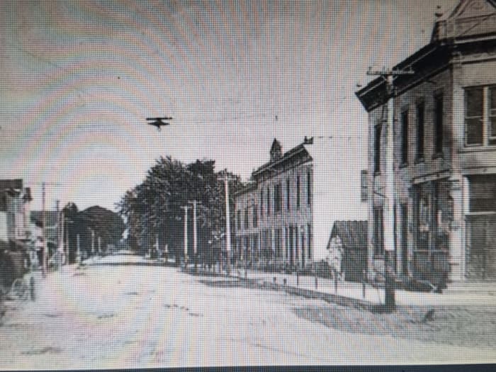 Waterford Main Street looking east from the Fox River bridge circa 1900