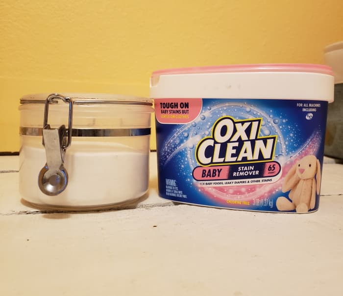 Borax and Oxiclean are my go-to products for softening my hard water and cleaning my cloth diapers.